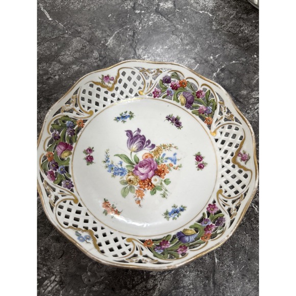 Other - SCHUMANN Bavarian Floral Gold Trim Reticulated Bowl 7‎ 3/4 X 2 1/2